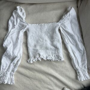 Elegant White Smocked Women's Top